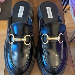 Steve Madden Black Slip-On Loafers with Gold Accent